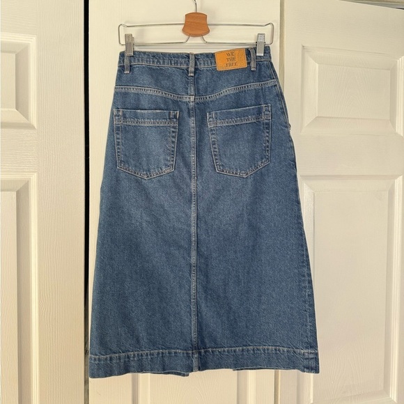 Free People Wild Roses Denim Midi Skirt - Picture 3 of 7